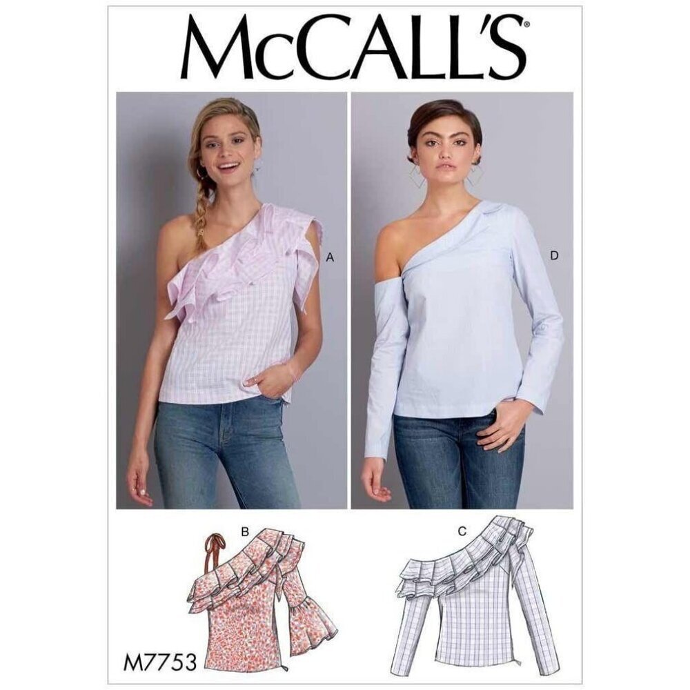 McCall's Sewing Pattern 7753 Misses Top Off‎ Shoulder Size 6-14 UNCUT